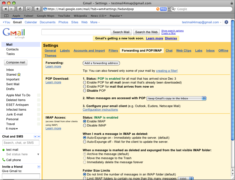 configurar gmail iphone imap settings