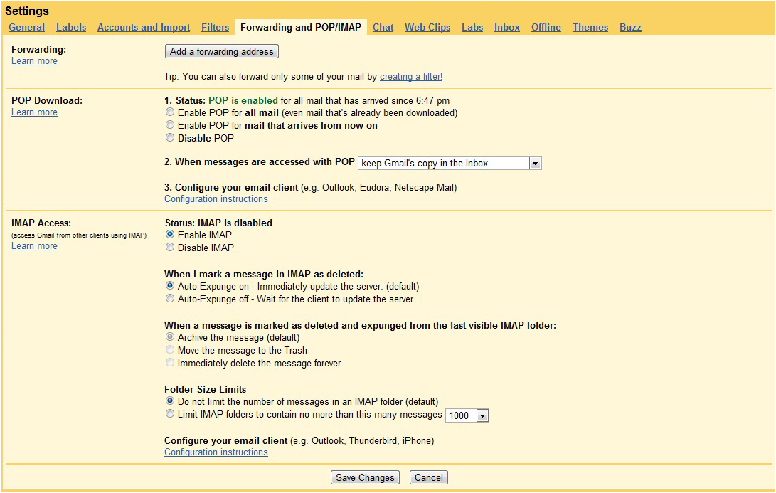 configure gmail iphone imap en outlook 2007