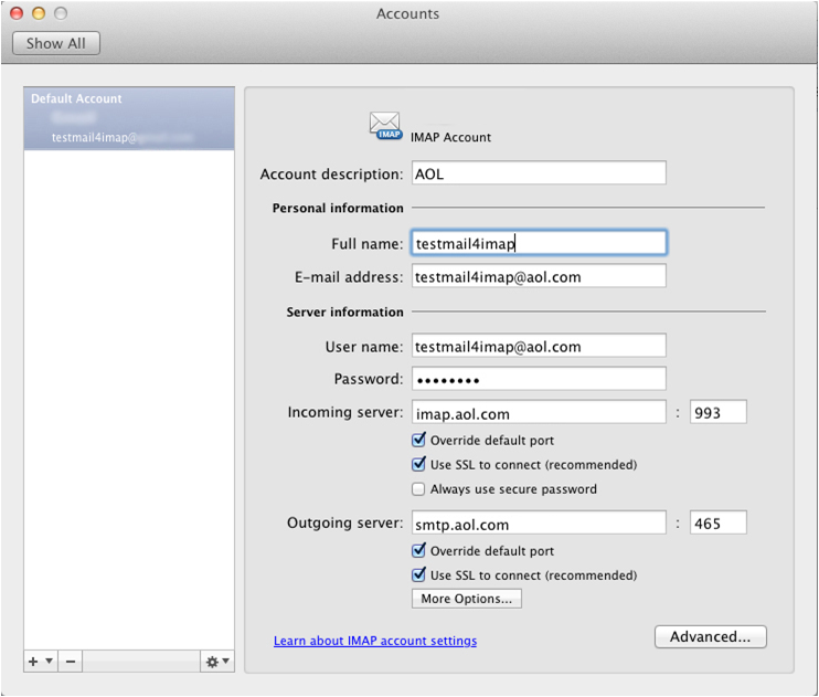 set up imap for outlook for mac