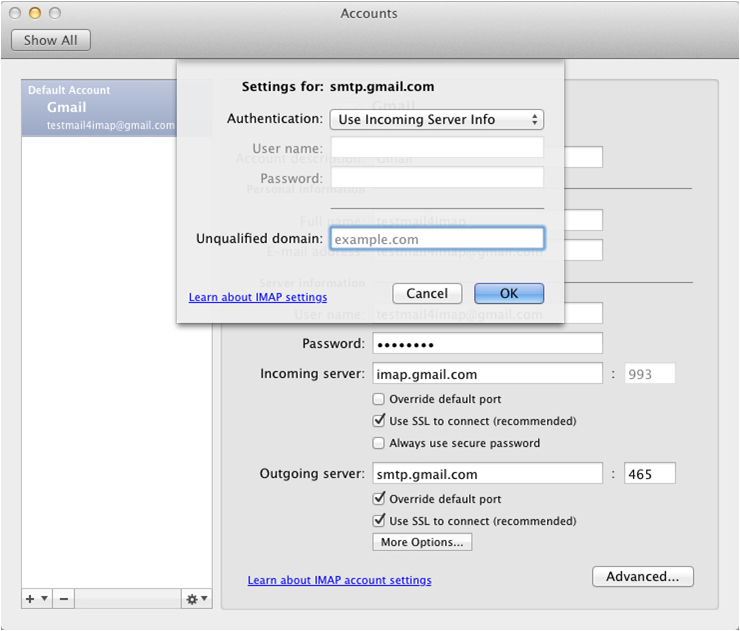 outlook mac email account advanced settings