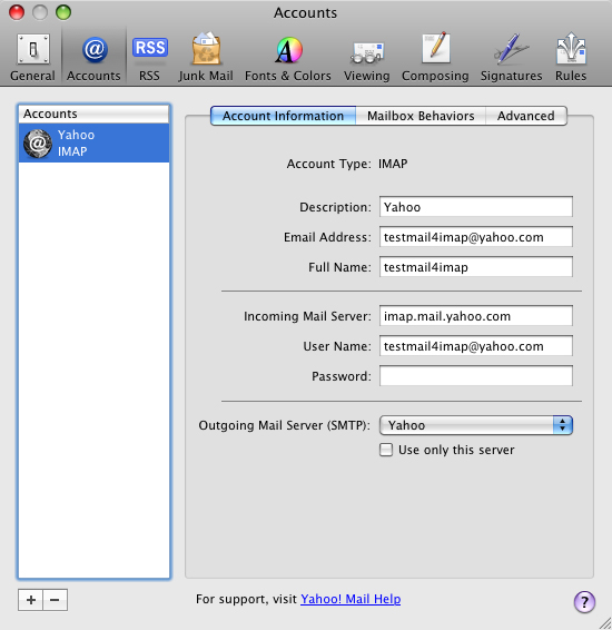 yahoo email setup for mac mail