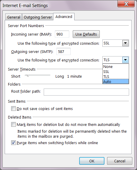 pop and imap account settings for outlook 2013