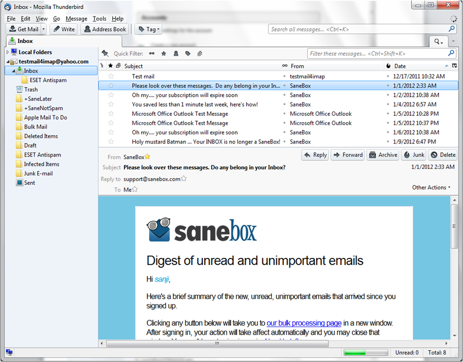 SaneBox  Yahoo: How to set up automatic forwarding from one